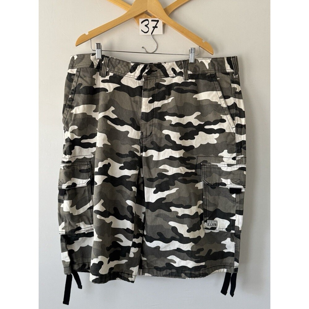 Pro Club Cargo Shorts Mens 44 Gray Black White Camo Baggy Y2K Hip Hop Utility